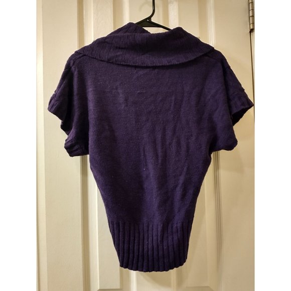 Say What? Cowl Neck Purple Short-Sleeved Sweater - Picture 3 of 6